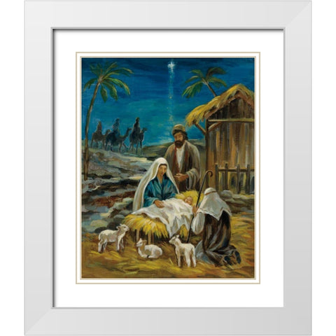 Nativity Scene White Modern Wood Framed Art Print with Double Matting by Vassileva, Silvia