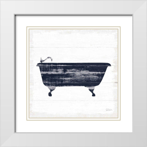 Shiplap Bath I Navy White Modern Wood Framed Art Print with Double Matting by Schlabach, Sue
