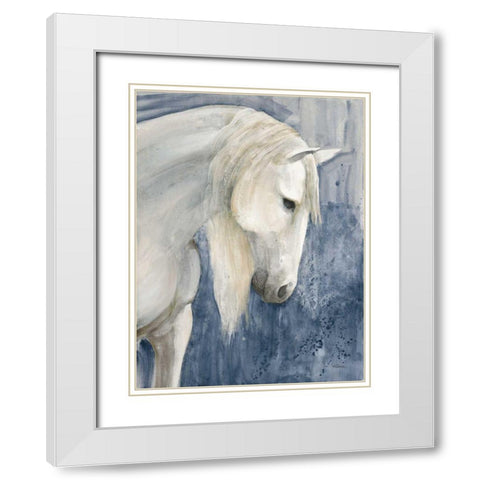 Calm Navy White Modern Wood Framed Art Print with Double Matting by Hristova, Albena