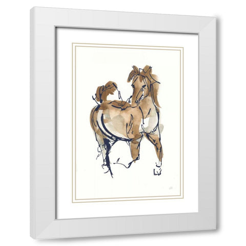 Sketchy Horse V Navy White Modern Wood Framed Art Print with Double Matting by Paschke, Chris