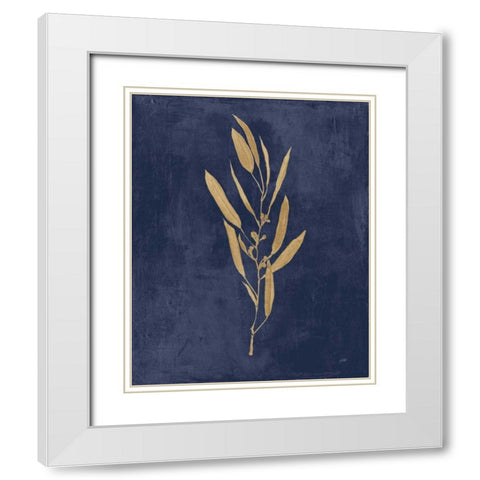 Botanical Study I Gold Navy White Modern Wood Framed Art Print with Double Matting by Purinton, Julia