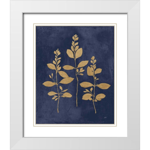 Botanical Study IV Gold Navy White Modern Wood Framed Art Print with Double Matting by Purinton, Julia