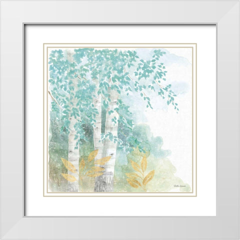 Natures Leaves II White Modern Wood Framed Art Print with Double Matting by Grove, Beth