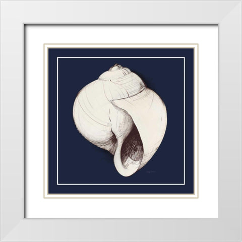 Coastal Shell I with Border Navy White Modern Wood Framed Art Print with Double Matting by Tillmon, Avery