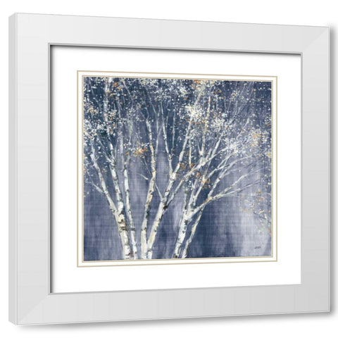 Navy Blue Birch Flipped White Modern Wood Framed Art Print with Double Matting by Purinton, Julia