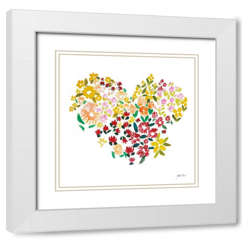 Flower Heart White Modern Wood Framed Art Print with Double Matting by Davis, Joan E.
