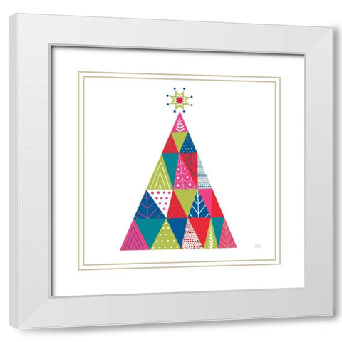 Geometric Holiday Trees I Bright White Modern Wood Framed Art Print with Double Matting by Mullan, Michael