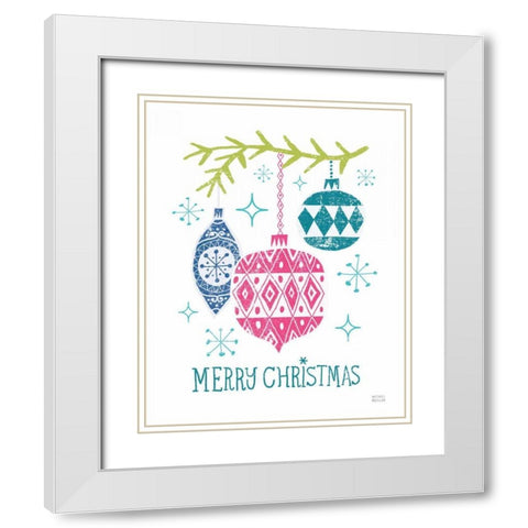 Merry Christmastime Ornament Bright White Modern Wood Framed Art Print with Double Matting by Mullan, Michael
