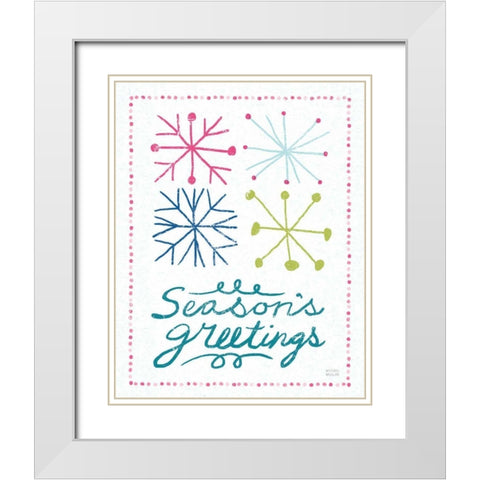 Merry Christmastime Snow Flake Bright White Modern Wood Framed Art Print with Double Matting by Mullan, Michael
