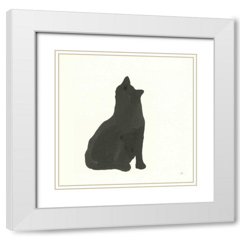 Black Cat I White Modern Wood Framed Art Print with Double Matting by Paschke, Chris