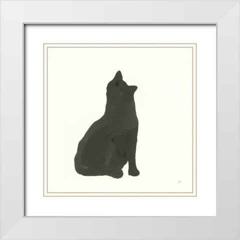 Black Cat I White Modern Wood Framed Art Print with Double Matting by Paschke, Chris