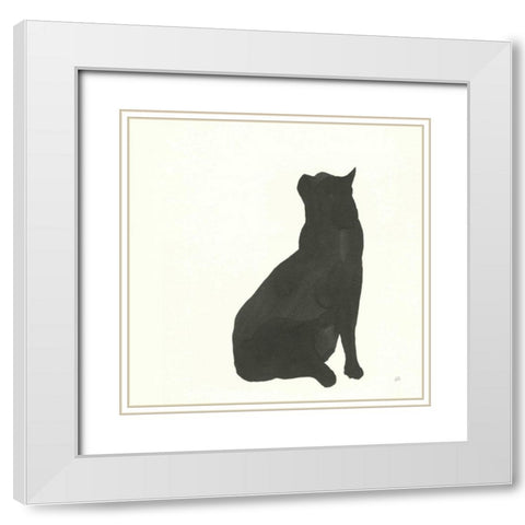 Black Cat II White Modern Wood Framed Art Print with Double Matting by Paschke, Chris
