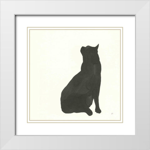 Black Cat II White Modern Wood Framed Art Print with Double Matting by Paschke, Chris