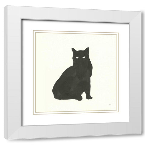 Black Cat V White Modern Wood Framed Art Print with Double Matting by Paschke, Chris