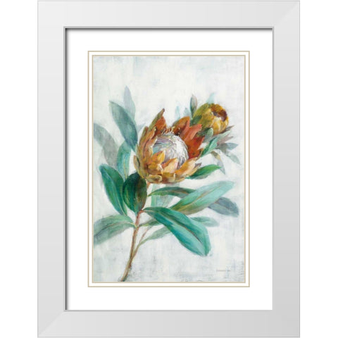 Tropical Protea White Modern Wood Framed Art Print with Double Matting by Nai, Danhui