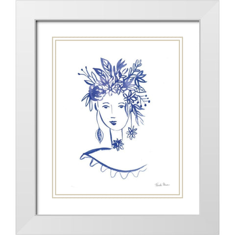 Flower Girl I White Modern Wood Framed Art Print with Double Matting by Zaman, Farida