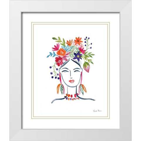 Flower Girl II White Modern Wood Framed Art Print with Double Matting by Zaman, Farida