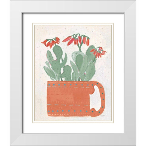 Coral Cuppa Neutral Crop White Modern Wood Framed Art Print with Double Matting by Mack, Lynn