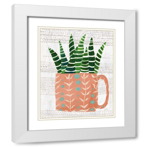 Succulent Cup Neutral Crop White Modern Wood Framed Art Print with Double Matting by Mack, Lynn