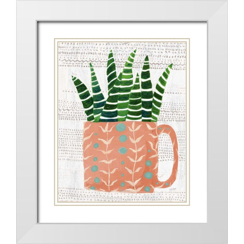 Succulent Cup Neutral Crop White Modern Wood Framed Art Print with Double Matting by Mack, Lynn