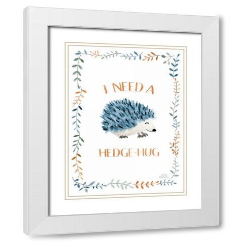 Woodland Whimsy X Hedge-Hug White Modern Wood Framed Art Print with Double Matting by Marshall, Laura