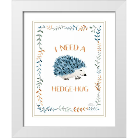Woodland Whimsy X Hedge-Hug White Modern Wood Framed Art Print with Double Matting by Marshall, Laura