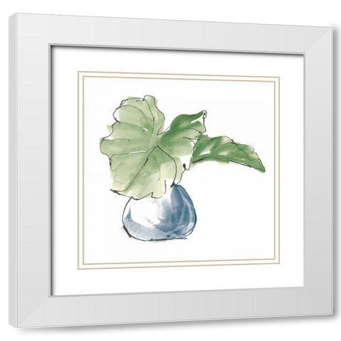 Plant Big Leaf I Dark Green White Modern Wood Framed Art Print with Double Matting by Paschke, Chris