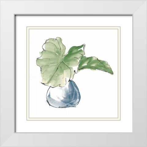 Plant Big Leaf I Dark Green White Modern Wood Framed Art Print with Double Matting by Paschke, Chris