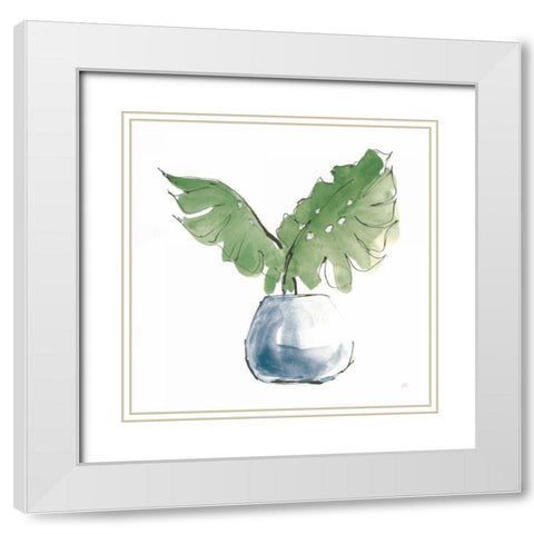 Plant Big Leaf II Dark Green White Modern Wood Framed Art Print with Double Matting by Paschke, Chris
