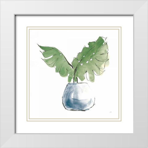 Plant Big Leaf II Dark Green White Modern Wood Framed Art Print with Double Matting by Paschke, Chris