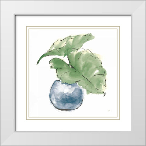 Plant Big Leaf III Dark Green White Modern Wood Framed Art Print with Double Matting by Paschke, Chris