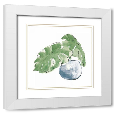 Plant Big Leaf IV Dark Green White Modern Wood Framed Art Print with Double Matting by Paschke, Chris
