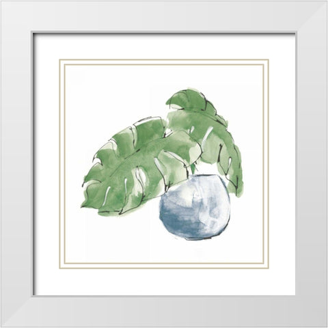 Plant Big Leaf IV Dark Green White Modern Wood Framed Art Print with Double Matting by Paschke, Chris