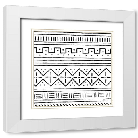 Jungle Love Pattern V Sq II White White Modern Wood Framed Art Print with Double Matting by Penner, Janelle