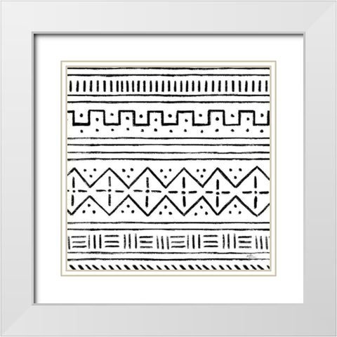 Jungle Love Pattern V Sq II White White Modern Wood Framed Art Print with Double Matting by Penner, Janelle