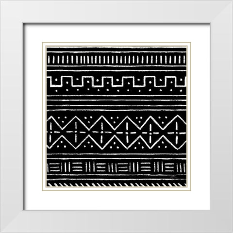 Jungle Love Pattern V Sq II BW White Modern Wood Framed Art Print with Double Matting by Penner, Janelle