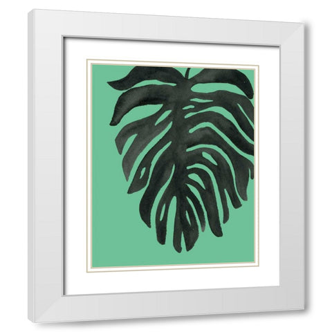 Tropical Palm II BW Green White Modern Wood Framed Art Print with Double Matting by Wild Apple Portfolio