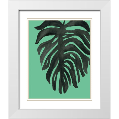 Tropical Palm II BW Green White Modern Wood Framed Art Print with Double Matting by Wild Apple Portfolio