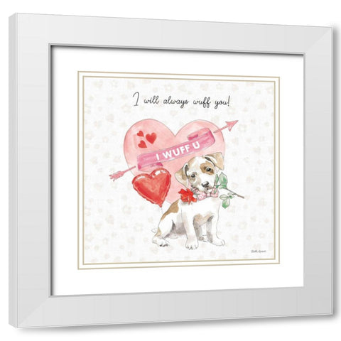 Paws of Love II Pink White Modern Wood Framed Art Print with Double Matting by Grove, Beth