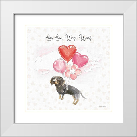 Paws of Love V Pink White Modern Wood Framed Art Print with Double Matting by Grove, Beth