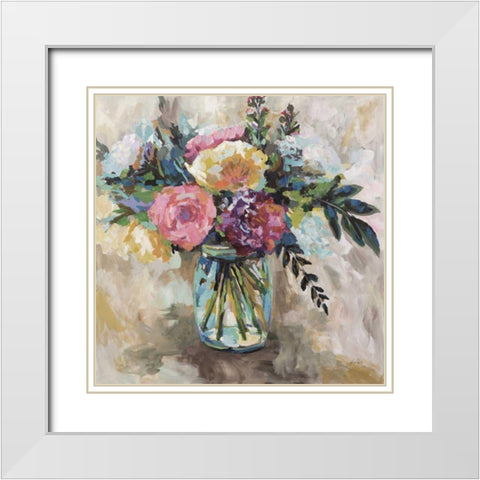 Masons Bouquet Light White Modern Wood Framed Art Print with Double Matting by Vertentes, Jeanette