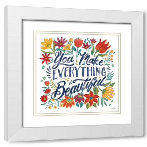 Happy Thoughts V White White Modern Wood Framed Art Print with Double Matting by Penner, Janelle