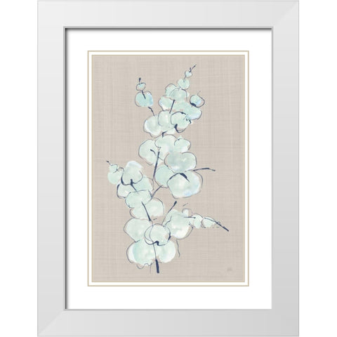 Eucalyptus Branch IV Blue Gray White Modern Wood Framed Art Print with Double Matting by Paschke, Chris