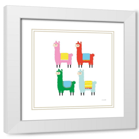The Llamas White Modern Wood Framed Art Print with Double Matting by Kelle, Ann