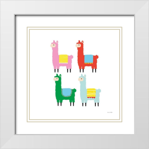 The Llamas White Modern Wood Framed Art Print with Double Matting by Kelle, Ann