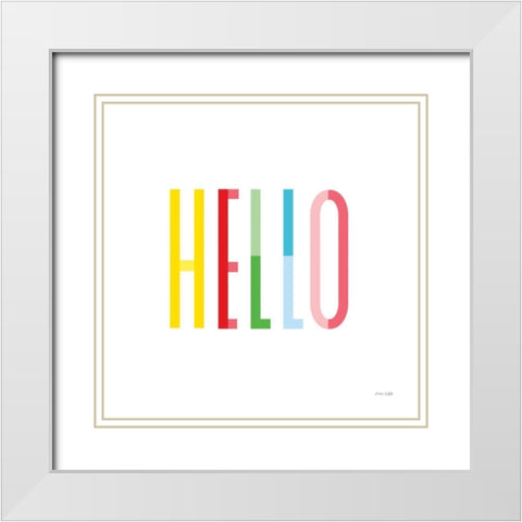 Hello White Modern Wood Framed Art Print with Double Matting by Kelle, Ann