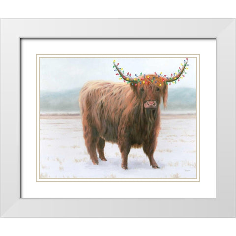 King of the Highland Fields Lights Crop White Modern Wood Framed Art Print with Double Matting by Wiens, James