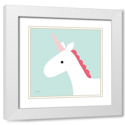 Unicorn White Modern Wood Framed Art Print with Double Matting by Kelle, Ann