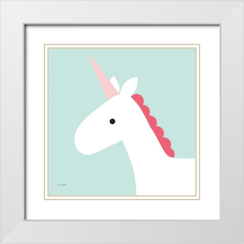 Unicorn White Modern Wood Framed Art Print with Double Matting by Kelle, Ann