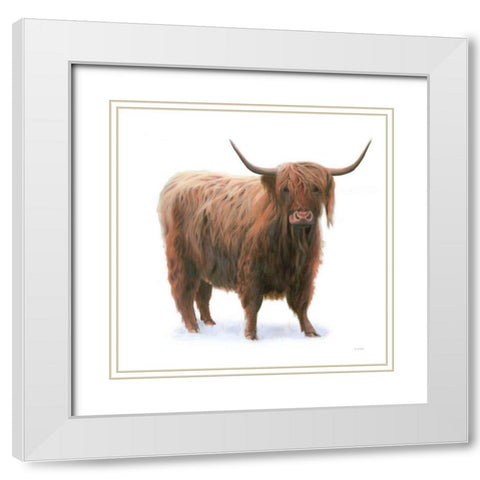 King of the Highland Fields on White White Modern Wood Framed Art Print with Double Matting by Wiens, James